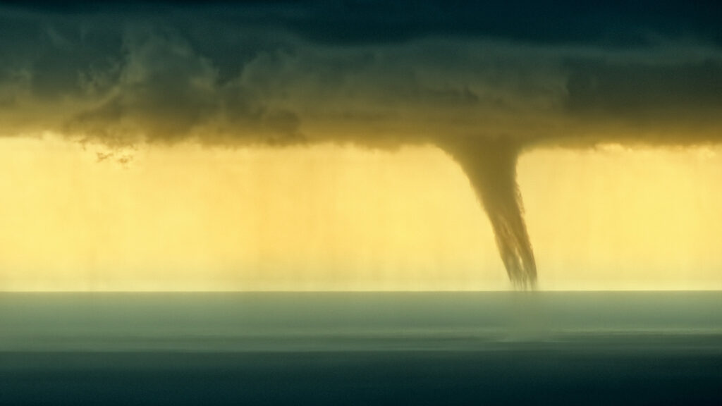 Quick shot (through bus window) of just forming waterspout.

Ligurian Sea near Cinque Terre, Italy