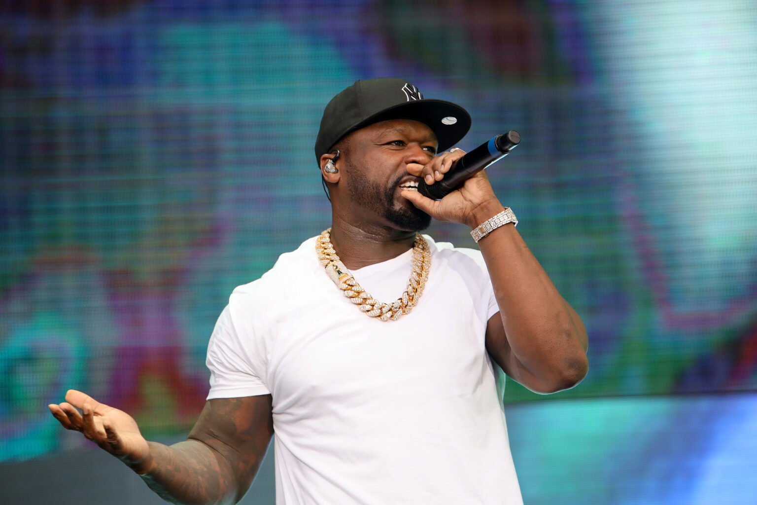 AUCKLAND, NEW ZEALAND - NOVEMBER 17: 50 Cent performs during Friday James Live 2019 at Western Springs Stadium on November 17, 2019 in Auckland, New Zealand.