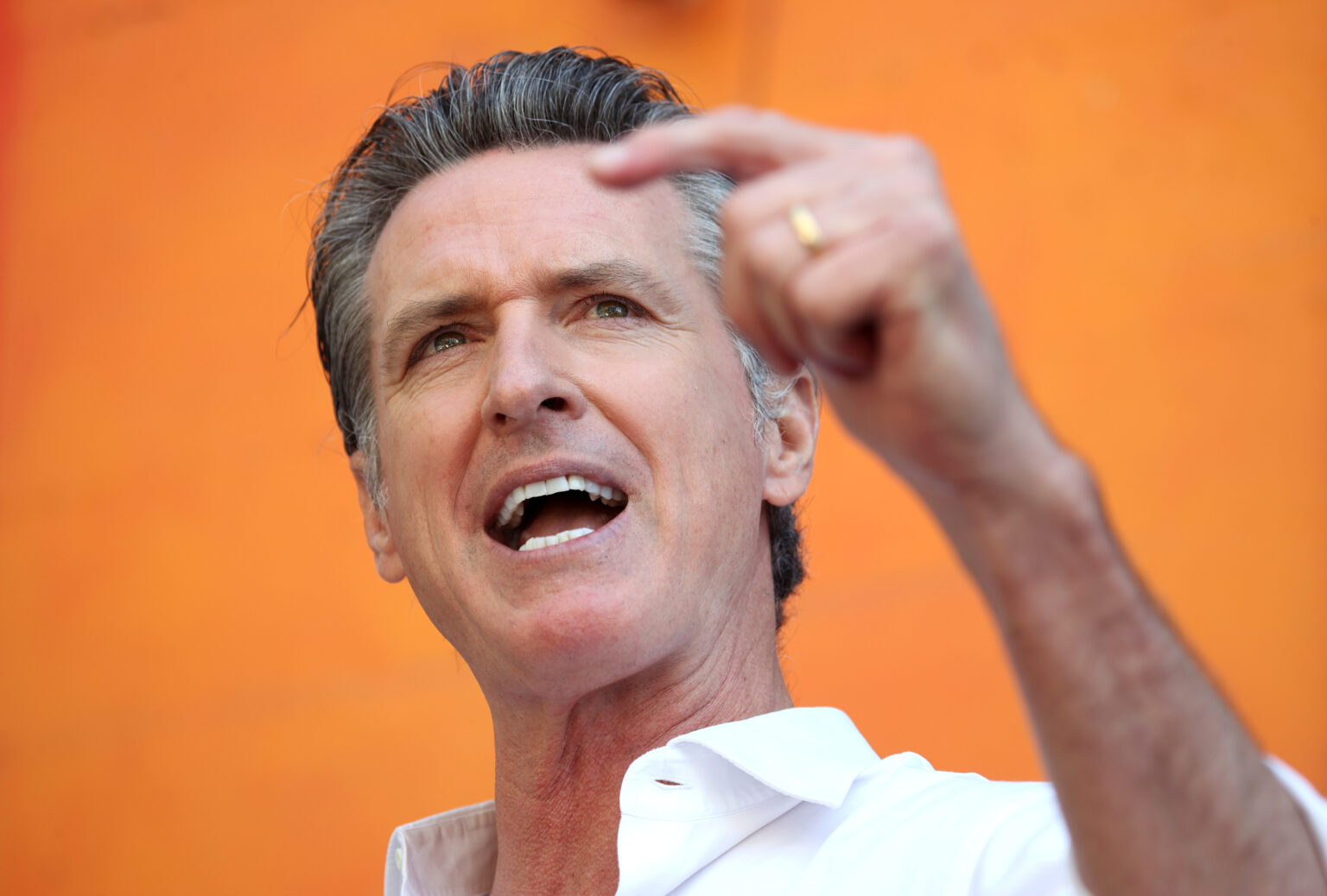 SAN FRANCISCO, CALIFORNIA - SEPTEMBER 07: California Gov. Gavin Newsom speaks during a "Vote No" get out the vote tour campaign stop at Mission Language and Vocational School on September 07, 2021 in San Francisco, California. With seven days to go until the California recall election, California Gov. Gavin Newsom continues to campaign throughout the state. U.S. Vice President Kamala Harris will be joining Gov. Newsom at a campaign event in the San Francisco Bay Area on Wednesday. (