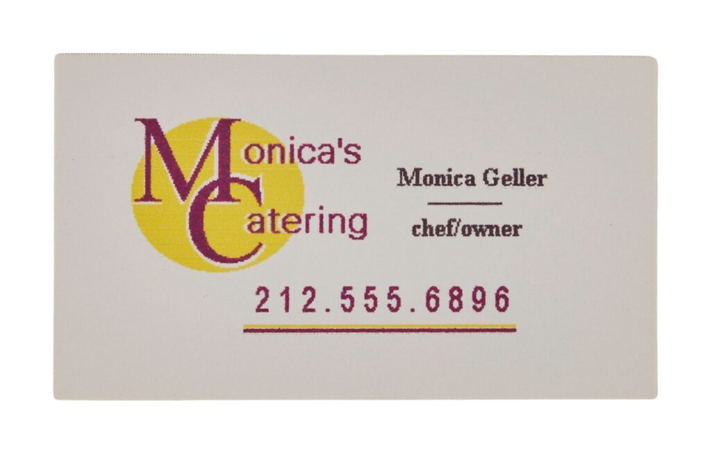 Original “Monica’s Catering” Business Card available for auction