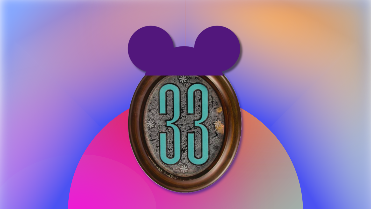 Disney 33 club with Mickey mouse hat against colorful background