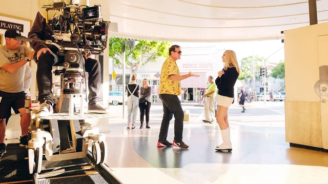 Quentin Tarantino Directing Margot Robbie in Once Upon a Time in Hollywood (2019) at the Bruin Theater.