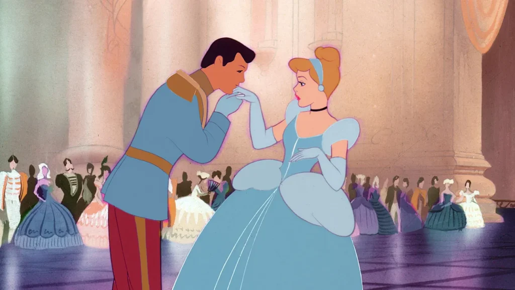 Prince Charming greeting Cinderella in 'Cinderella'