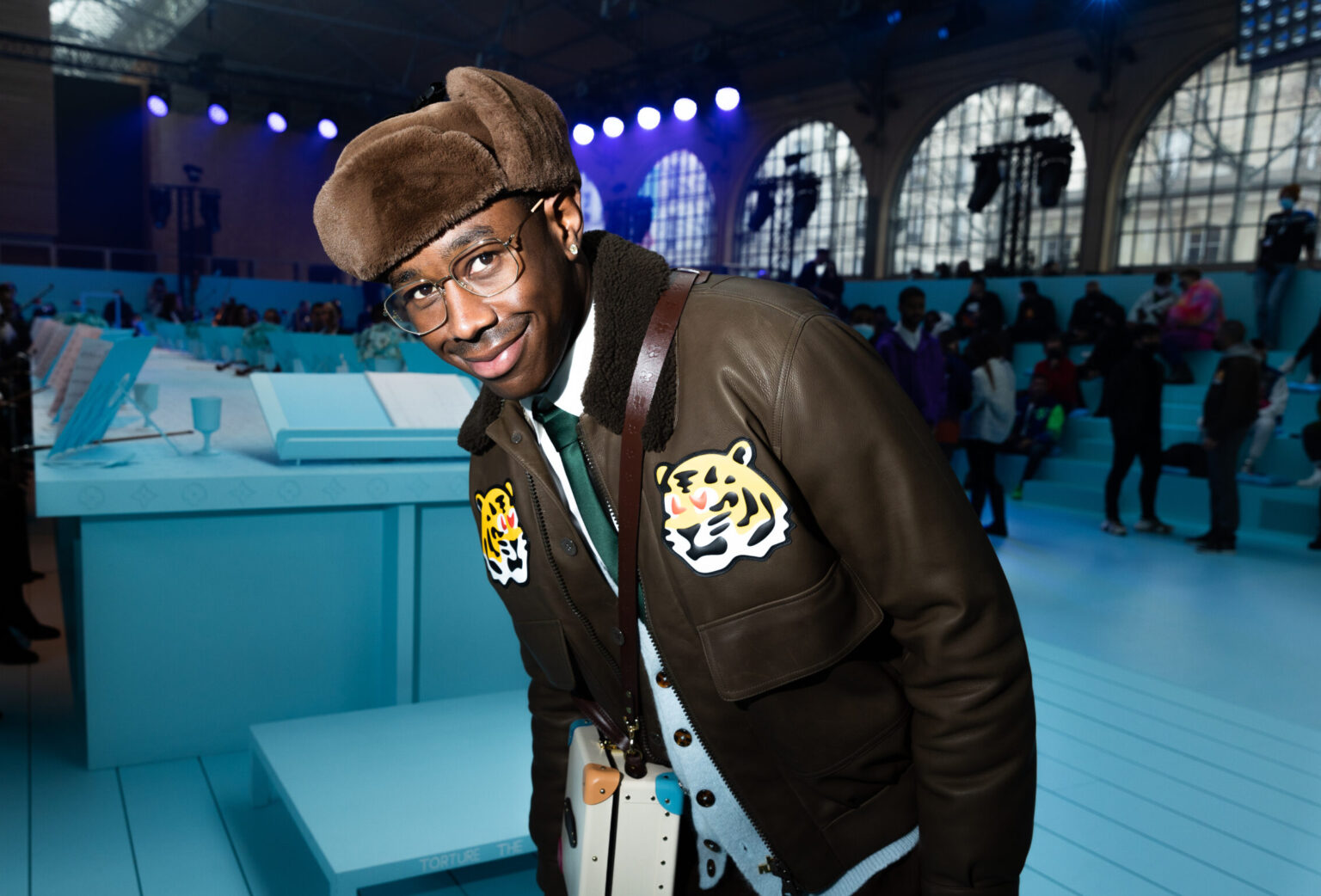 PARIS, FRANCE - JANUARY 20: (EDITORIAL USE ONLY - For Non-Editorial use please seek approval from Fashion House) Tyler, the Creator attends the Louis Vuitton Fall/Winter 2022/2023 show as part of Paris Fashion Week on January 20, 2022 in Paris, France.