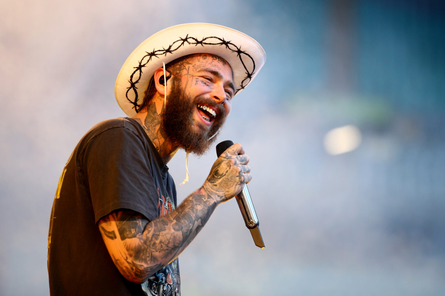 SYDNEY, AUSTRALIA - FEBRUARY 02: Post Malone performs at Accor Stadium on February 02, 2023 in Sydney, Australia.