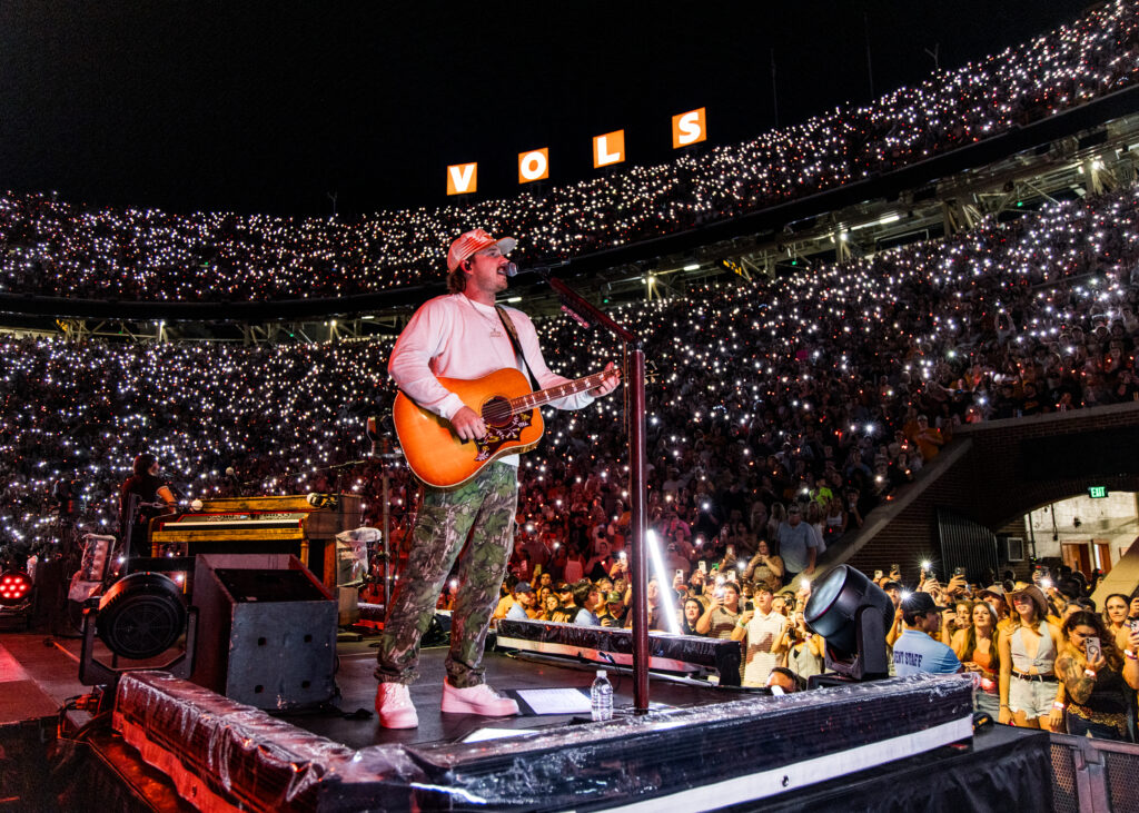 KNOXVILLE, TENNESSEE - SEPTEMBER 20: Morgan Wallen performs onstage for night one of his One Night At A Time tour at Neyland Stadium on September 20, 2024 in Knoxville, Tennessee.