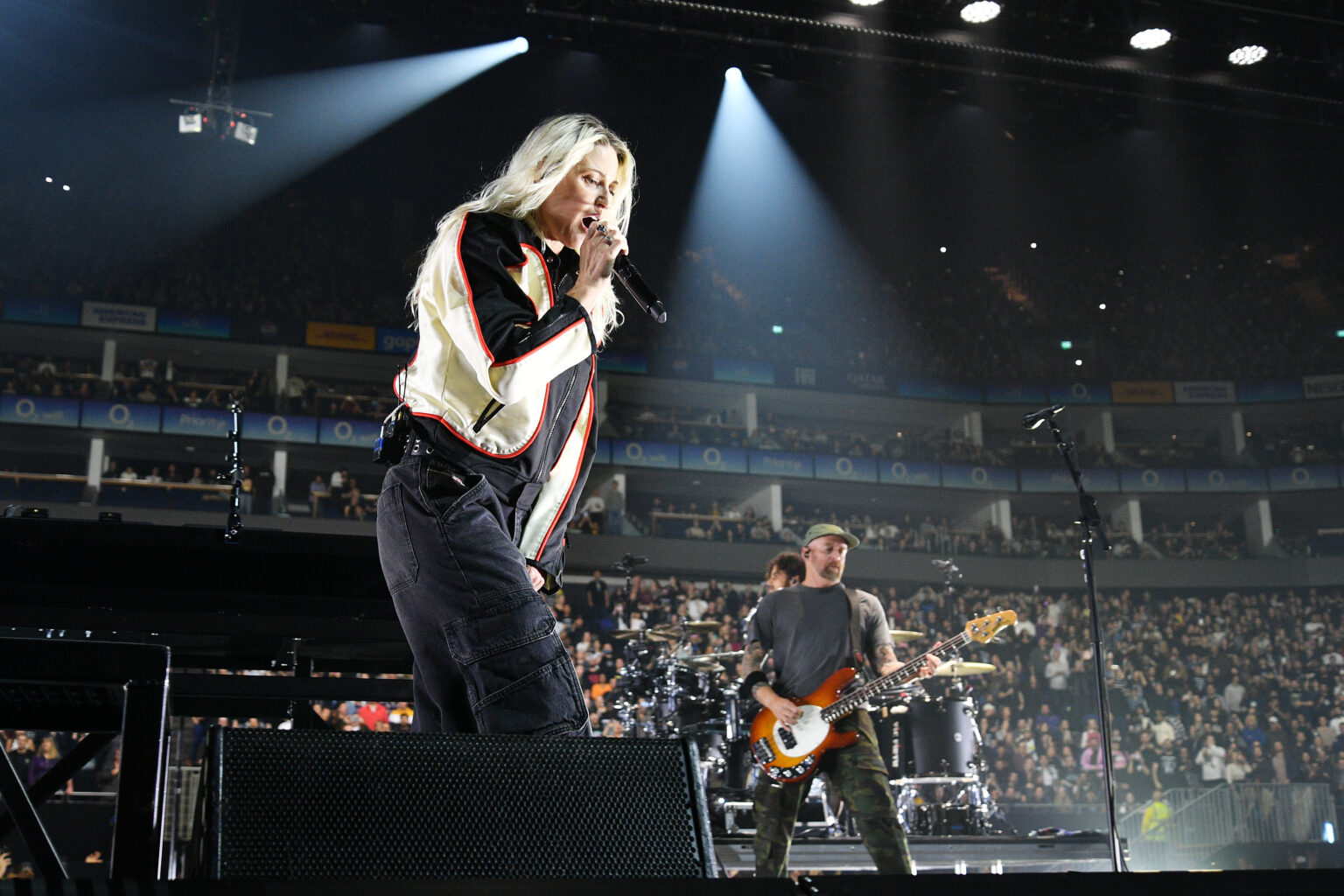 LONDON, ENGLAND - SEPTEMBER 24: Emily Armstrong of Linkin Park performs during the 'From Zero World Tour' at The O2 Arena on September 24, 2024 in London, England. (