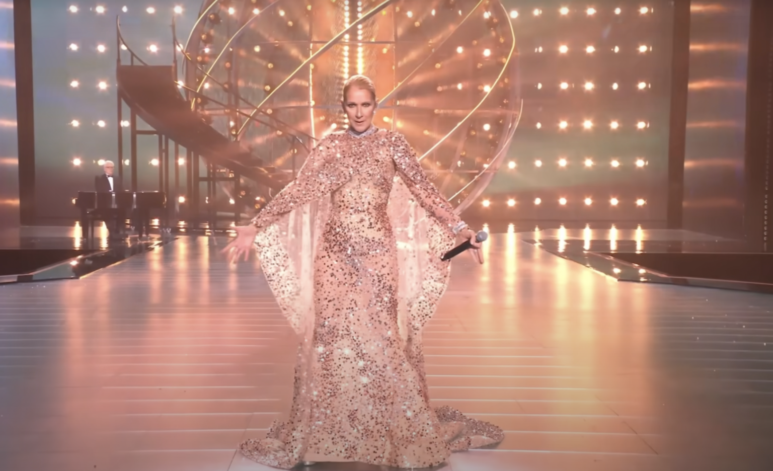 Céline Dion performs at the Elie Saab 1001 Looks of Elie Saab